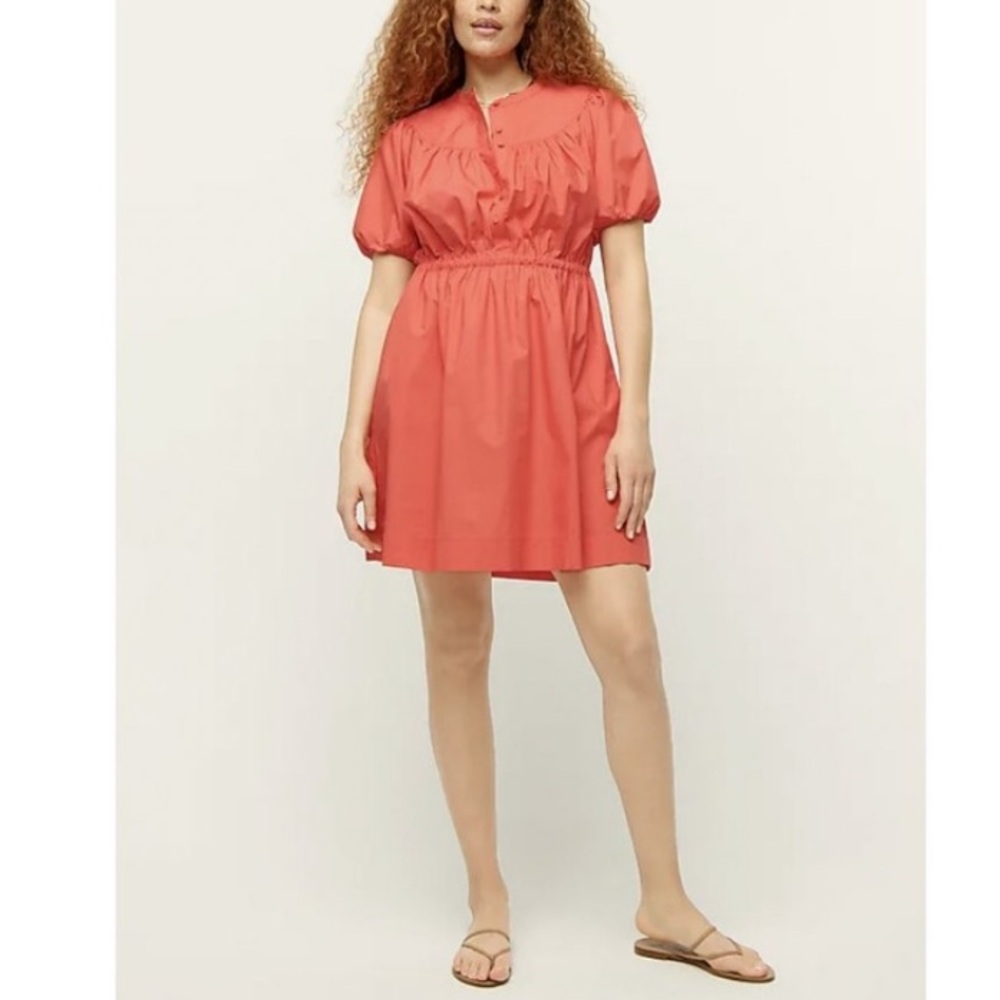 J. Crew Puff Sleeve Poplin Cotton Shirt Dress BB022 Resort Europe Plus Size 3X